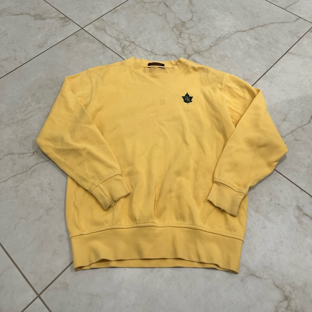 Elandale Yellow Embroidered Crewneck Golf Sweatshirt Size Small